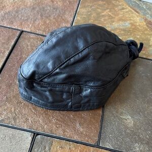 Black Leather Men's Cap
